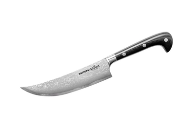 Ніж кухонний шеф Пчак 159 мм Samura Sultan Shark G10 61 HRc VG-10 Дамаська сталь симетрична чорна