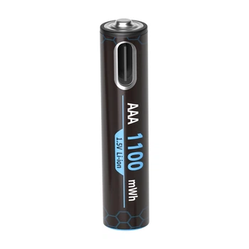 Акумулятор батарейка AAA з USB Type-C Pujimax 1100mWh 1.5V Li-ion Black (16218)