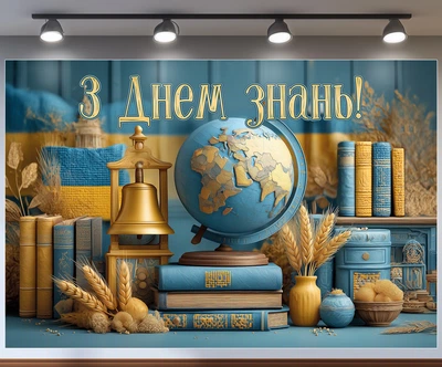Баннер для фотозоны «С Днем знаний!» – стильный декор на 1 сентября, 300×200 см, №41351