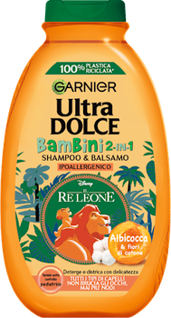 Шампунь- бальзам для легкого розчісування волосся 2 in1 Garnier Ultra Dolce Bambini з квітами абрикосу та бавовни 250 мл