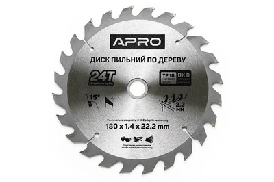 Диск пильный Apro 180 x 22.2 мм x 24T (830133)