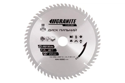 Диск пильный Granite 250 x 60T x 32 мм (32-30+32-25.4) (5-25-060)
