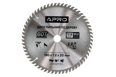 Диск пильный по дереву Apro 190 x 2016мм x 60T (830173)