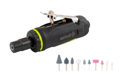 Шлифмашина прямая пневматическая Vertwoll 1/4" для шлифования металла и камня набор камней для полировки (DR-P_33IT)