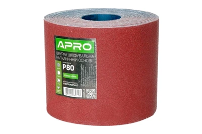 Шліфувальна шкірка Apro 200 мм x 50 м Р80 тканинний наждачний папір для шліфування дерева та металу (DR-P_33IT)