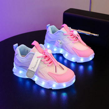 Дитячі кросівки з LED-підсвічуванням і USB-зарядкою 16 режимів для дівчаток Wenling розмір 29