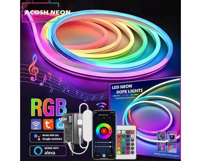 Умная гибкая LED Neon RGB неоновая лента 5 метров USB управление с пульта яркие цвета