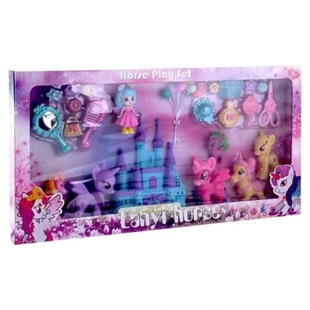 Пони игровой набор "Horse Play Set" (6 фигурок пони, 1 фигурка принцессы, аксессуары, в коробке)
