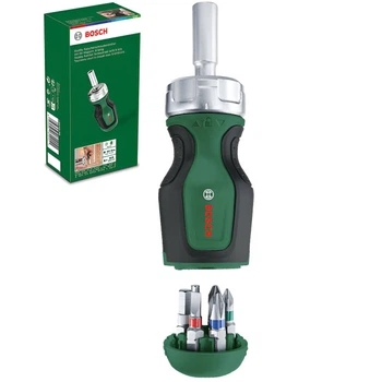 Викрутка реверсивна Bosch (PZ, PH, SL, TX, HEX) з храповим механізмом + біти 6 шт (26752)
