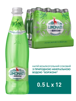 Упаковка сильногазованого лимонаду Borjomi Limonati Тархун 0,5 л х 12 пляшок