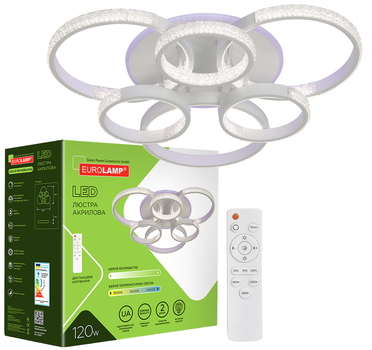 Люстра стельова Eurolamp LED M18 120W 9000 Lm 3000-6500K (LED-LR-120-M18(white))