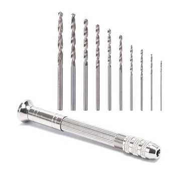Набор ручного сверления для ювелирных работ с 10 микросверлами 0,8–3 мм серебряного цвета U9427