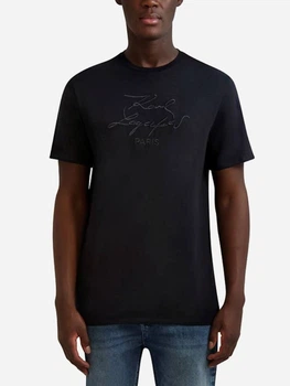 Футболка хлопковая длинная мужская Karl Lagerfeld 32781107 XL Черная с вышивкой (1159837173)