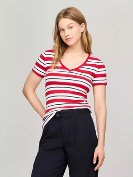 Футболка хлопковая длинная женская Tommy Hilfiger 307085010 L Разноцветная ( 1159839783)