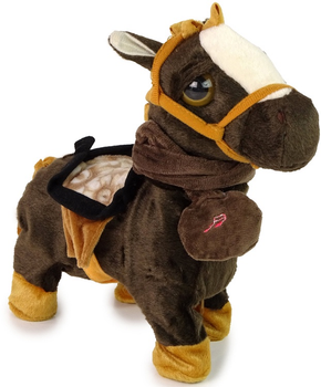 Koń LEAN Toys z jasną grzywą oraz muzyką Brązowy 12684 (5905214977221)