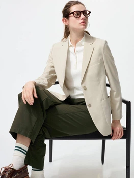 Піджак класичний подовжений жіночий Uniqlo 426029663 S Молочний ( 1159840034)