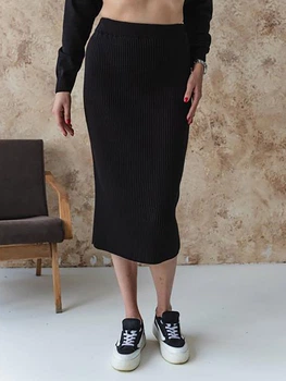 Юбка миди осенняя прямая женская ARTKNIT Katrin L/XL Черная (4823093454873)