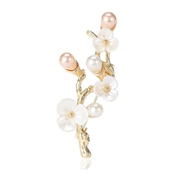 Брошь BROCHE бижутерия Цветы Сливы золотистая BRBF114464