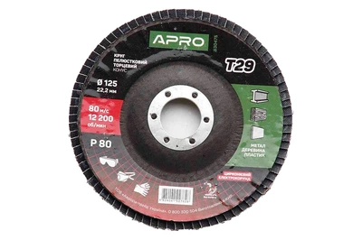 Круг лепестковый торцевой Apro 125 мм x Р80 цирконий прямой (830475)