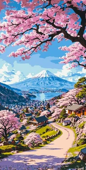 Картина по номерам Пейзаж. Красота японской сакуры 40*80 см Оригами LW 5141