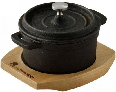 Каструля чавунна з кришкою міні з сервер. дошкою MasterPro Cook & share, 10, 0,16 л (BGMP-3804-4)