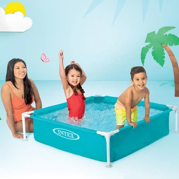 Детский каркасный бассейн Intex 122×122 см — квадратный бассейн для детей, прочный ПВХ, для дачи и двора