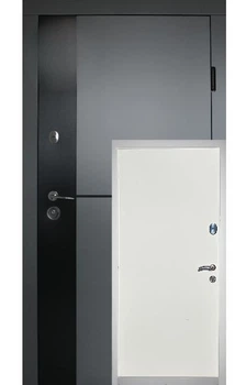 Вхідні двері Redfort Марсель вулиця рама 2 кольори 960x2050 мм Антрацит+чорна вставка/Біле дерево