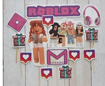 Набір цукрових топерів для торта на мастиці Роблокс Roblox для дівчинки №5 14шт