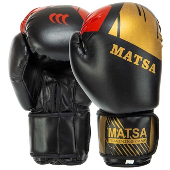 Перчатки боксерские PU MATSA MA-7301_Черный_12_унции