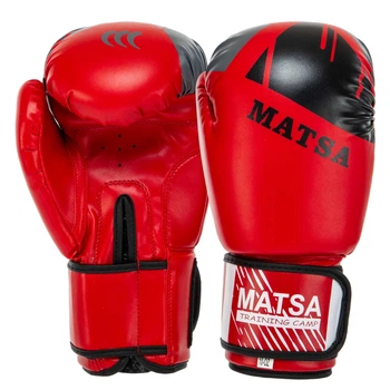 Перчатки боксерские PU MATSA MA-7301_Красный_12_унции