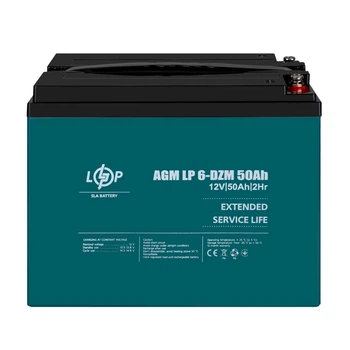 Тяговый аккумулятор LogicPower LP 6-DZM-50 12В 50А·час (AGM, 400 циклов, LP10063) для ИБП, электротранспорта и резервного питания