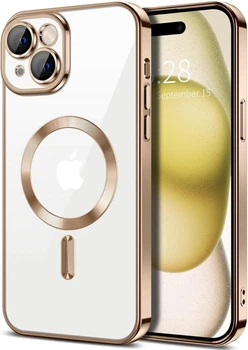 Чохол Wave Premium Metal Shining case with MagSafe (TPU) для Apple iPhone 15 6.1” Desert Titanium