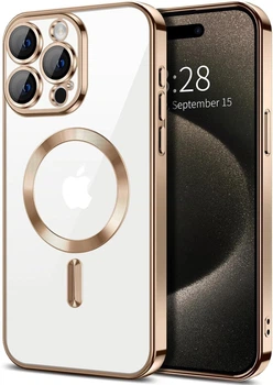 Чохол Wave Premium Metal Shining case with MagSafe (TPU) для Apple iPhone 15 Pro Max 6.7” Desert Titanium