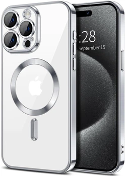 Чохол Wave Premium Metal Shining case with MagSafe (TPU) для Apple iPhone 15 Pro 6.1” Silver