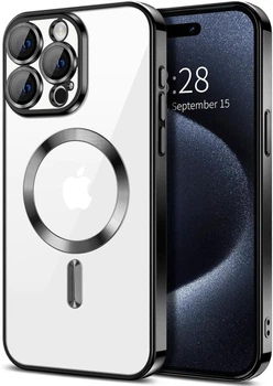 Чохол Wave Premium Metal Shining case with MagSafe (TPU) для Apple iPhone 15 Pro Max 6.7” Black