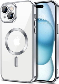 Чохол Wave Premium Metal Shining case with MagSafe (TPU) для Apple iPhone 15 6.1” Silver