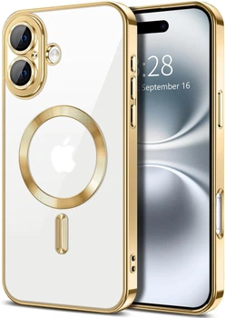 Чохол Wave Premium Metal Shining case with MagSafe (TPU) для Apple iPhone 16 6.1” Gold