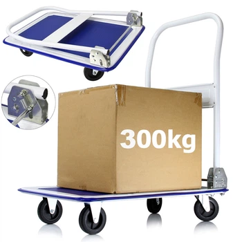 Складная тележка платформенная MAR-POL M80091 4-колесная грузоподъемность 300 кг для склада и грузов платформа 90×60 см антикоррозионное покрытие