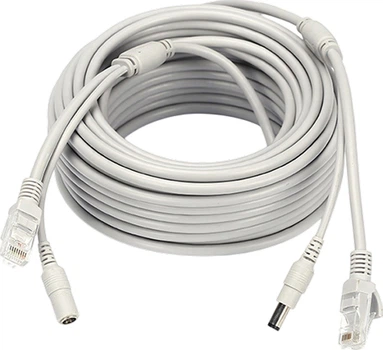 Патч-корд Voltronic комбинированный по витой паре+ питание RJ-45+DC 10 м Серый (YT18060)