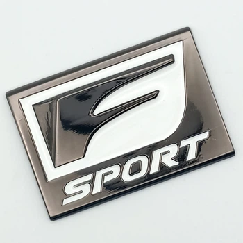 Емблема напис F SPORT Lexus (метал, чорний+білий, глянець) 6,5*4,5 см