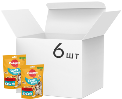 Упаковка Ласощі Для собак Pedigree Tasty Minis яловичина/домашня птиця 6 шт по 155 г (5998749133750)