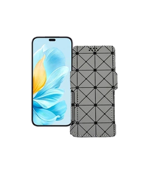 Чохол-книжка з екошкіри для телефону Honor 200 Lite 5G Сірий ромб