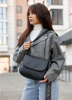 Женская сумка кроссбоди из экокожи SAMBAG Черная (927024720)