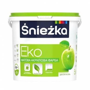 Краска интерьерная СНЕЖКА Эко водоэмульсионная акриловая белая 5 л (7 кг)
