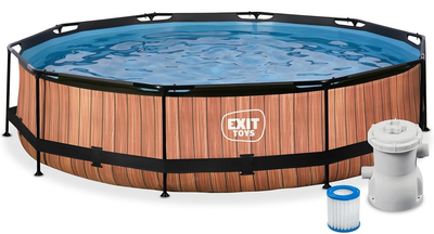 Басейн каркасний Exit Wood Pool з фільтрувальною помпою 360 × 76 см Коричневий (8719874703420)