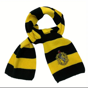 Шарф факультета Пуффендуй Hufflepuff с эмблемой из Гарри Поттера. Подарок для фаната Гарри Поттера
