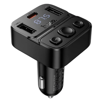 Автомобільний адаптер HOCO Delta car BT FM transmitter E87 |2USB/1Type-C, 35W/3A, PD/QC| Black