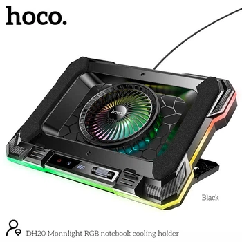 Куллер для Ноутбука Hoco Monnlight RGB notebook cooling holder DH20 |10RGB Mode, 7 level, 2USB| Колір black