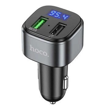 Адаптер автомобільний HOCO Fighter BT FM transmitter E67 |BT5.0, 2USB, U Disk, 3A, QC| Колір Black