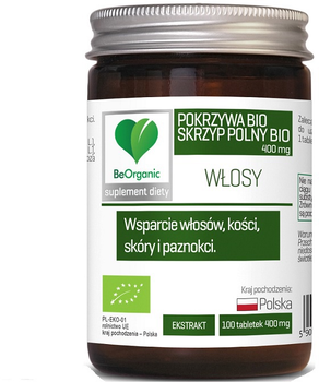 Харчова добавка BeOrganic Кропива Біо + Хвощ польовий Біо 400 мг 100 таблеток (5903242581342)